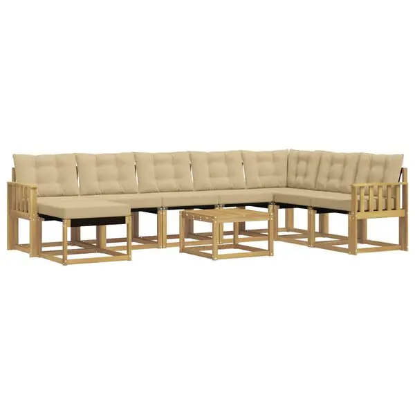 vidaXL Utomhussoffset med kudde 9 pcs Vit och Beige Reapris