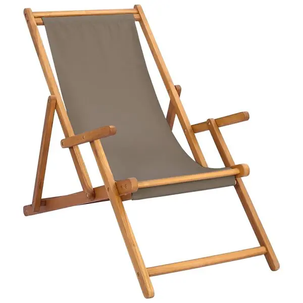 vidaXL Strandstol Taupe Massivt teakträ Extra rabatt
