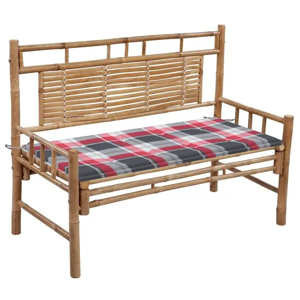 vidaXL Trädgårdsbänk med dyna 120 cm bambu Begränsat antal