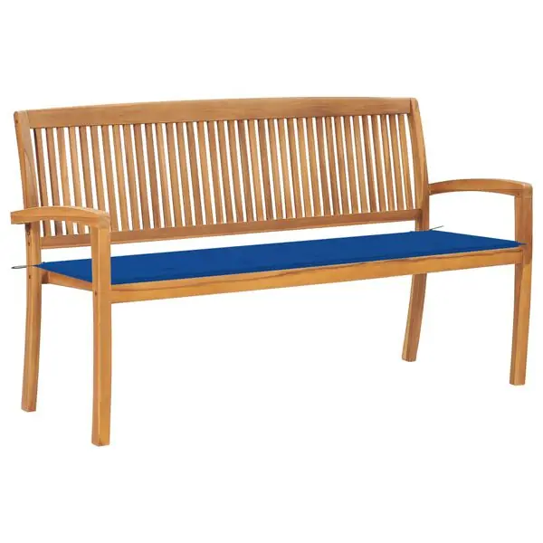 Begränsad tid vidaXL Stapelbar trädgårdsbänk med dyna 159 cm massiv teak