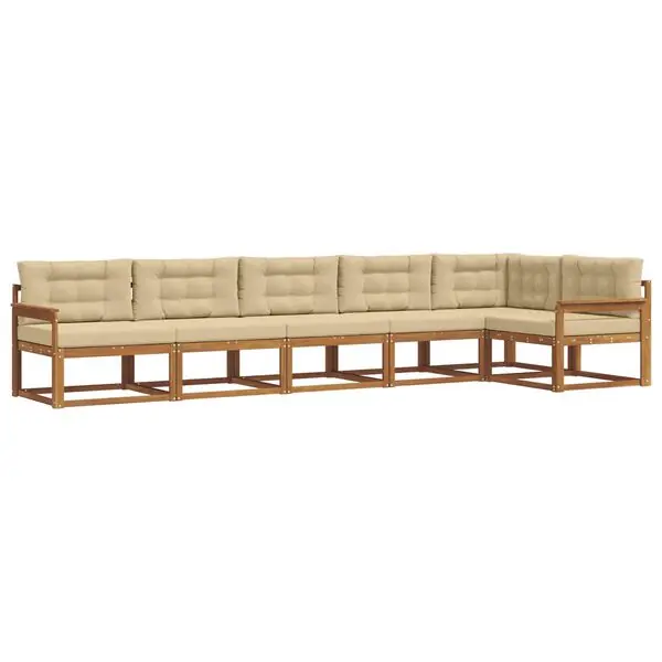 vidaXL Utomhussoffset med kudde 6 pcs Naturlig och Beige Kundfavorit