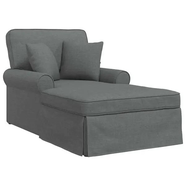 vidaXL Chaise Lounge med Kjol med kudde med kudde 3 pcs Mörkgrå tyg Bästa pris