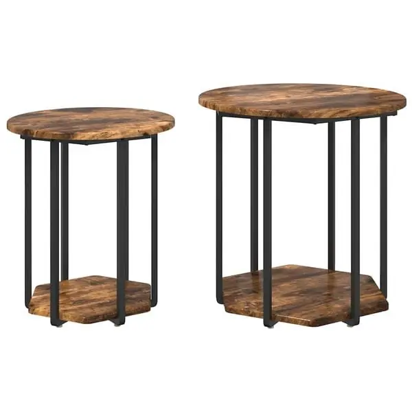 Rabatter vidaXL Sidobordsset med hylla 2 pcs Brun