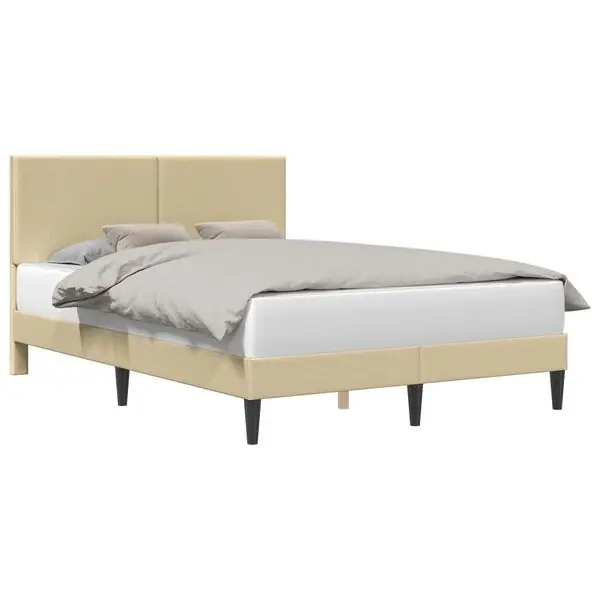 vidaXL Sängram med huvudgavel Ljust gröngrå 140 x 190 cm Kordread tyg Rea