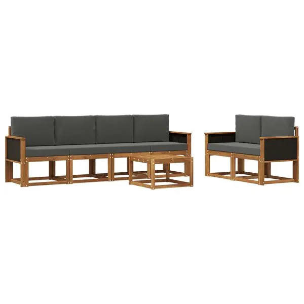Beställ nu vidaXL Utomhussoffset med kudde 6 pcs Naturlig och Antracit