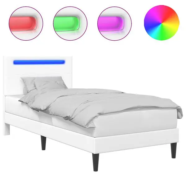 Populärt val vidaXL Sängram med LED-ljusslingor Vit 80 x 200 cm Konstläder