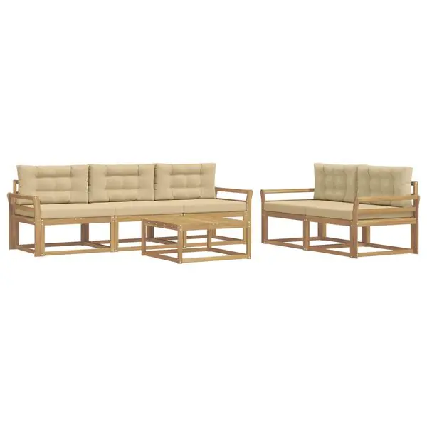 vidaXL Utomhussoffset med kudde 6 pcs Vit och Beige Outlet
