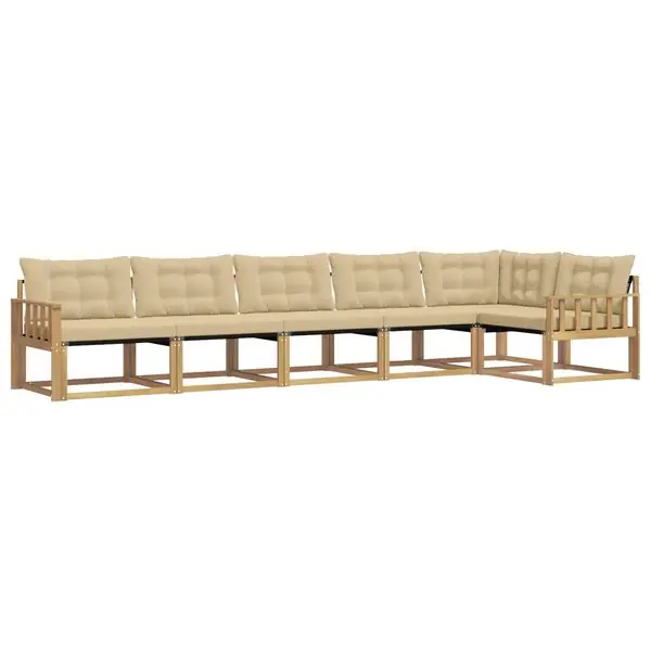vidaXL Utomhussoffset med kudde 6 pcs Vit och Beige Sänkt pris