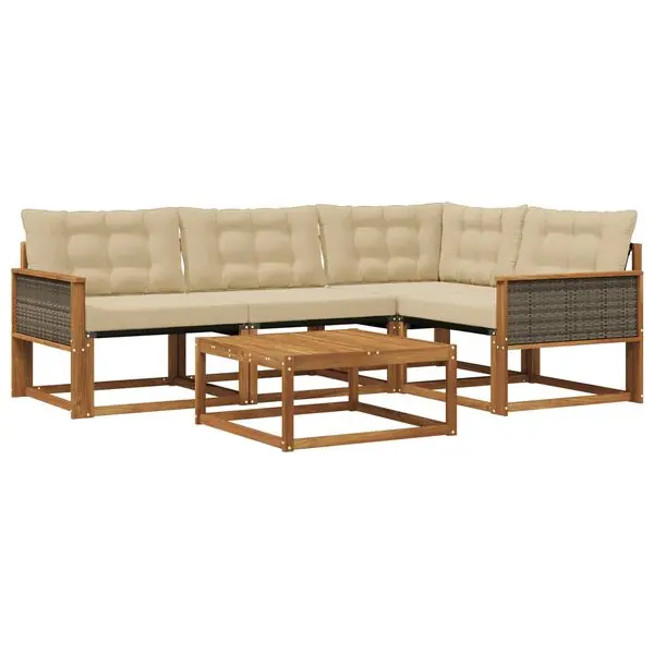 Sista chansen vidaXL Utomhussoffset med kudde 5 pcs Naturlig och Beige