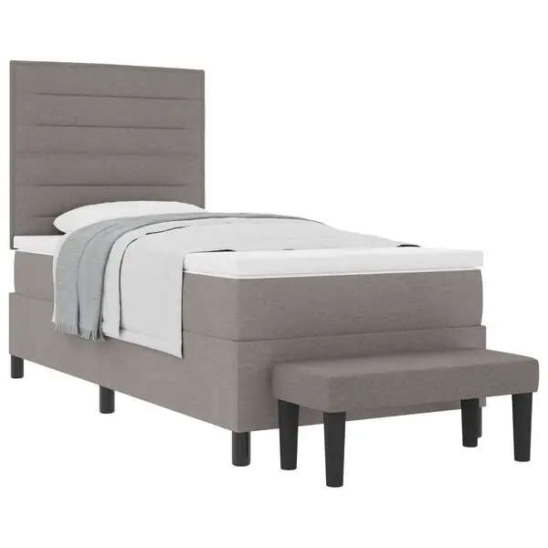 Bästa pris vidaXL Bäddfjäder med huvudgavel Taupe 90 x 200 cm tyg