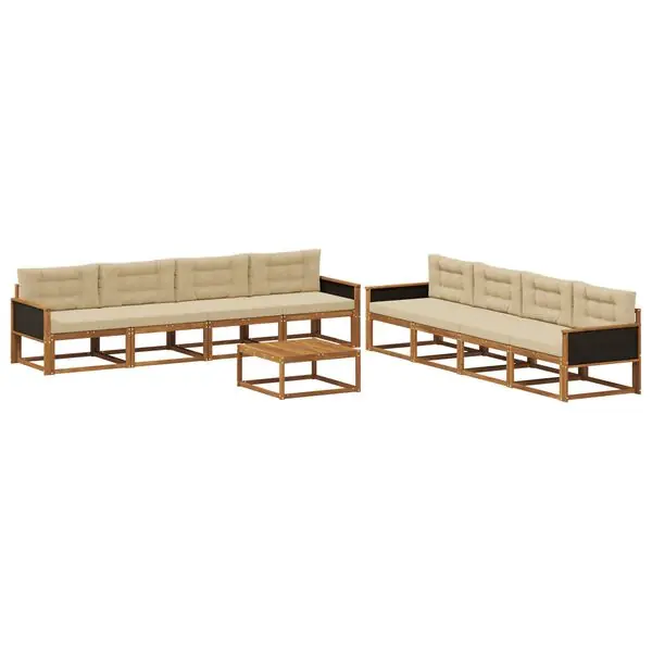 Bästa pris vidaXL Utomhussoffset med kudde 9 pcs Naturlig och Beige