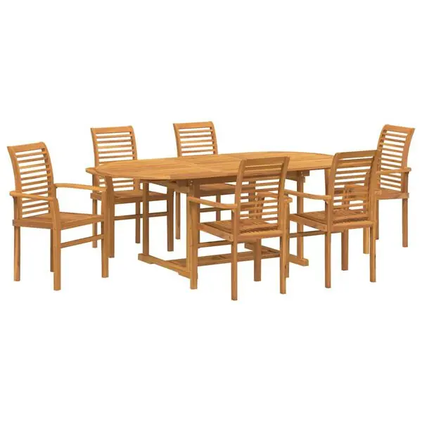 Lågt pris vidaXL Trädgårdsmöbelset 7 pcs Brun Massivt teakträ