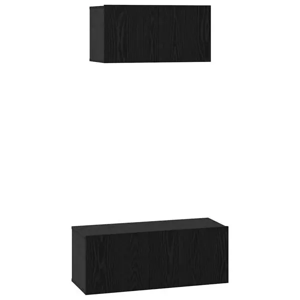 Bästa pris vidaXL TV-bänkset Väggmonterad 2 pcs Svart Ek Konstruerat trä