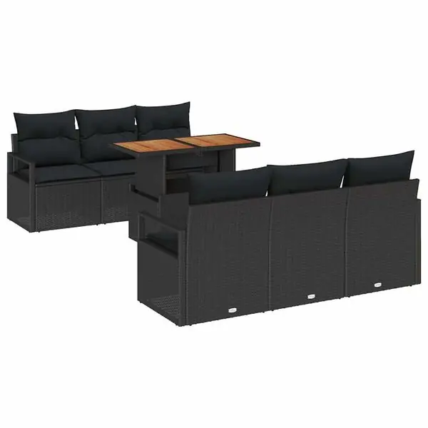 Bästa pris vidaXL Trädgårdsoffset med kudde 7 pcs Svart