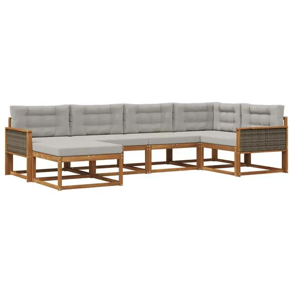 Kundfavorit vidaXL Utomhussoffset med kudde 6 pcs Naturlig och Ljusgrå