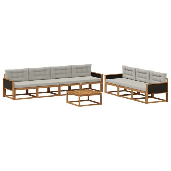 Säker betalning vidaXL Utomhussoffset med kudde 8 pcs Naturlig och Ljusgrå