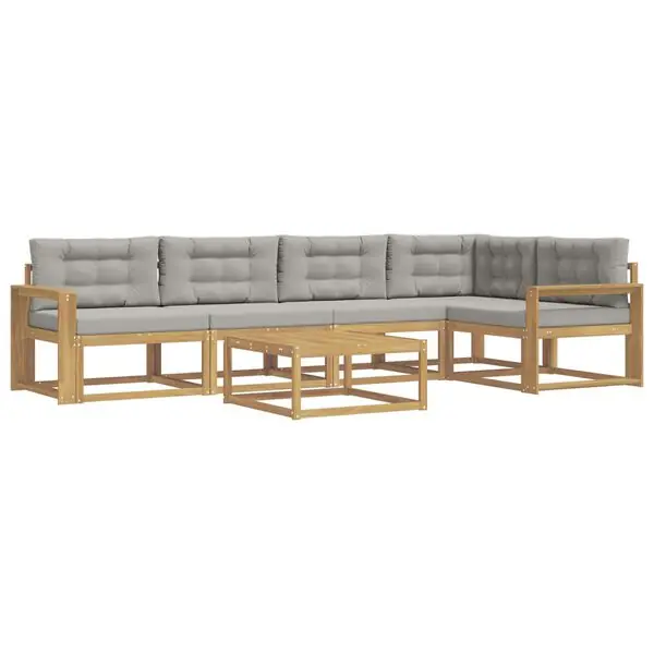 Billigare vidaXL Utomhussoffset 6 pcs Vit och ljusgrå 79 x 79 x 37 cm Polyester