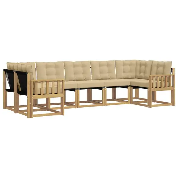 Sista chansen vidaXL Utomhussoffset med kudde 7 pcs Vit och Beige