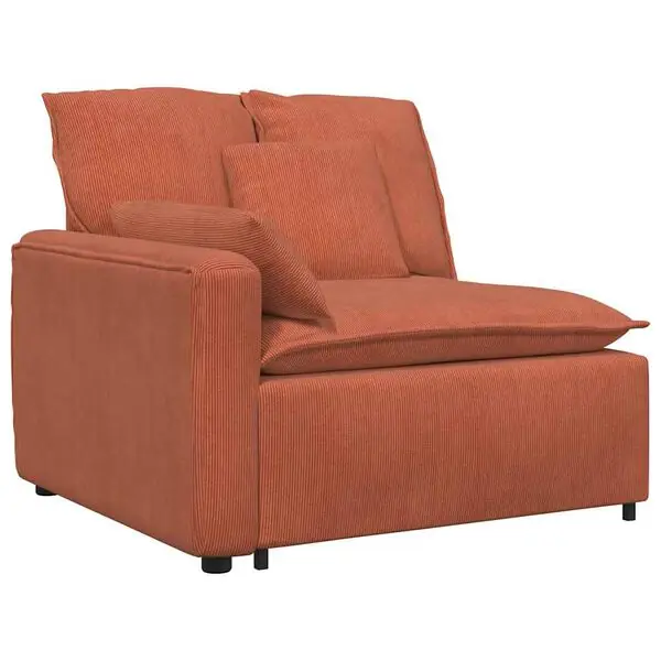 vidaXL Modulär soffa armstödsändmodul med dynor röd orange 100 cm Rabatter