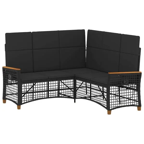 Sänkt pris vidaXL Trädgårds fällbar soffgrupp Justerbar Svart 164 x 164 x 112 cm