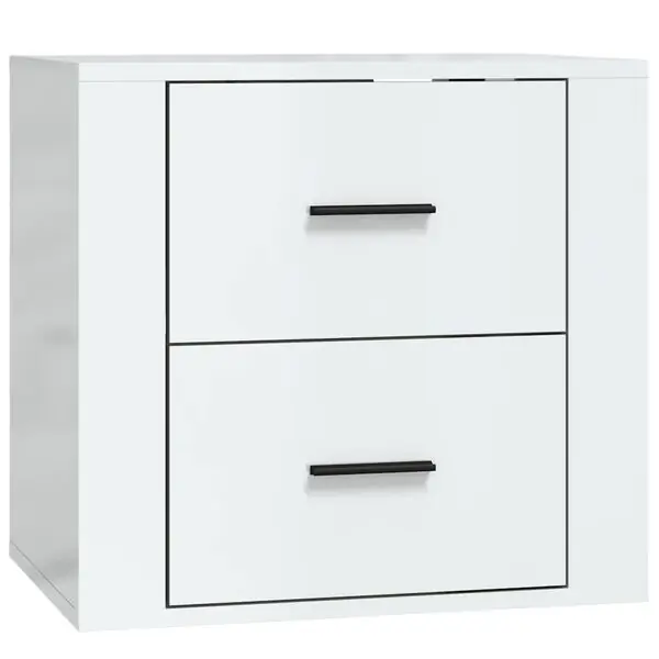 Rabatt vidaXL Väggmonterat sängbord vit högglans 50x36x47 cm