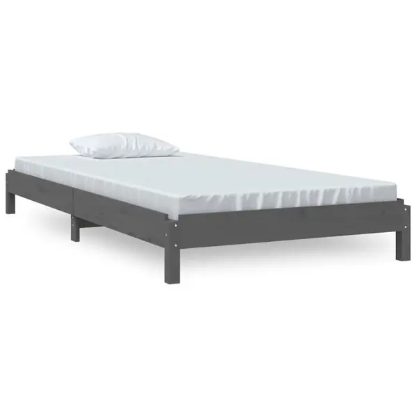 Sista chansen vidaXL Stapelbar säng grå 75x190 cm massivt furuträ