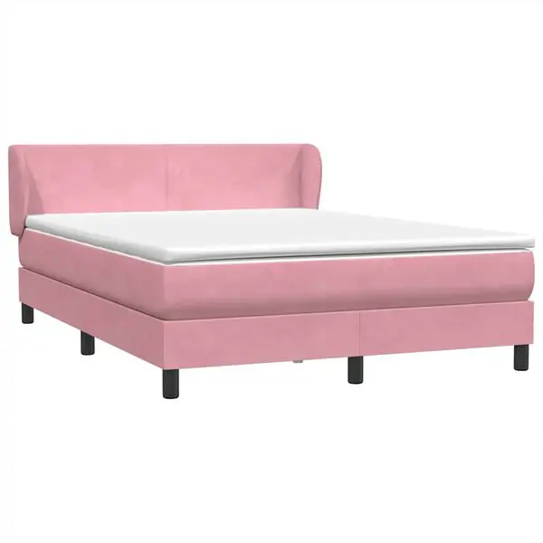 vidaXL Ramsäng med madrass rosa 160x210 cm sammet Nyhet