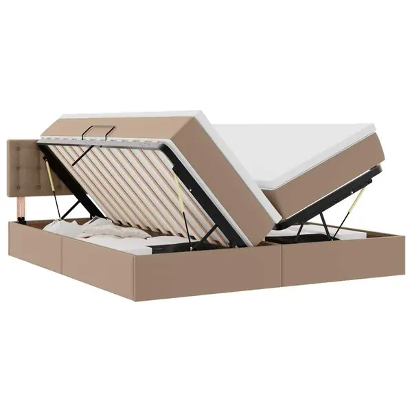Expressleverans vidaXL Förvaringssäng med LED Cappucino 180 x 200 cm Konstläder