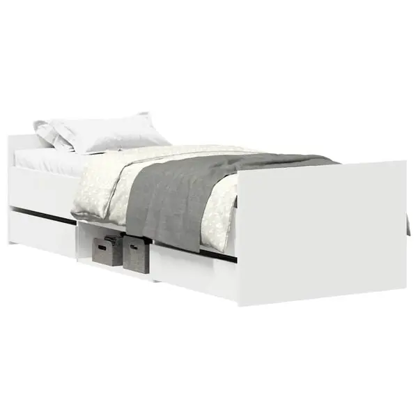 vidaXL Sängram med huvudgavel och fotgavel vit 100x200 cm Handla nu
