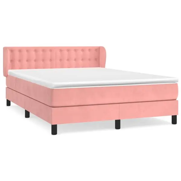 Outlet vidaXL Ramsäng med madrass rosa 140x190 cm sammet