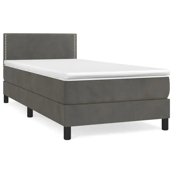 Billig vidaXL Ramsäng med madrass mörkgrå 90x200 cm sammet