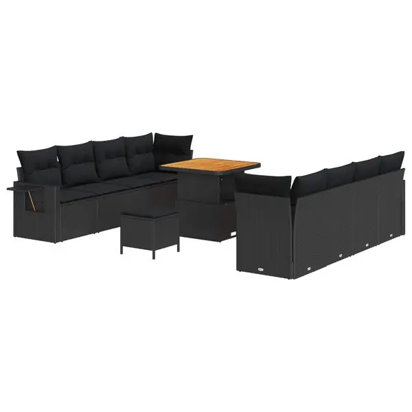 Nyhet vidaXL Trädgårdsoffset med lagring 11 pcs Svart Poly rattan