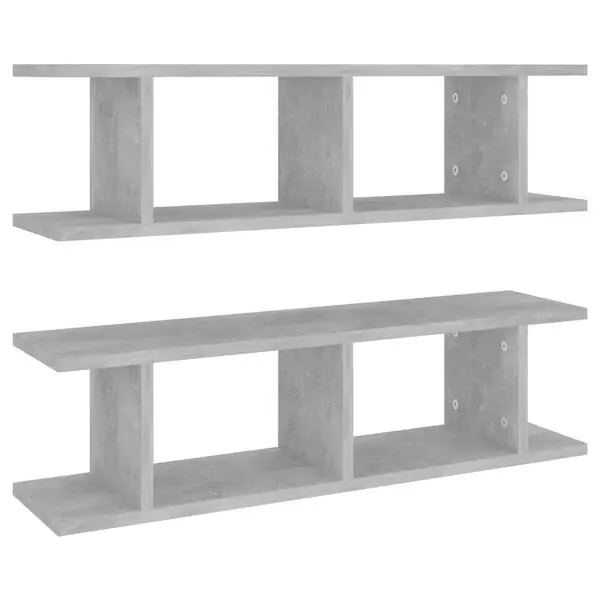 vidaXL Vägghyllor 2 st betonggrå 75x18x20 cm konstruerat trä Rabatt