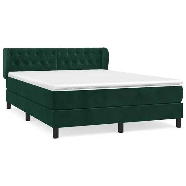 Billig vidaXL Ramsäng med madrass mörkgrön 140x190 cm sammet