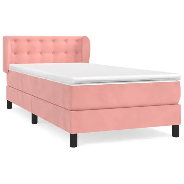 vidaXL Ramsäng med madrass rosa 100x200 cm sammet Endast idag