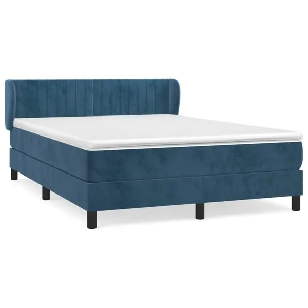 vidaXL Ramsäng med madrass mörkblå 140x190 cm sammet Fri frakt