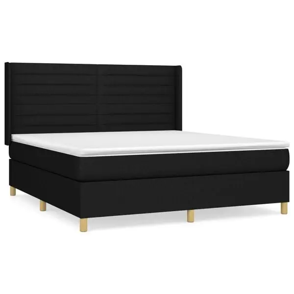 vidaXL Ramsäng med madrass svart 160x200 cm tyg Sänkt pris