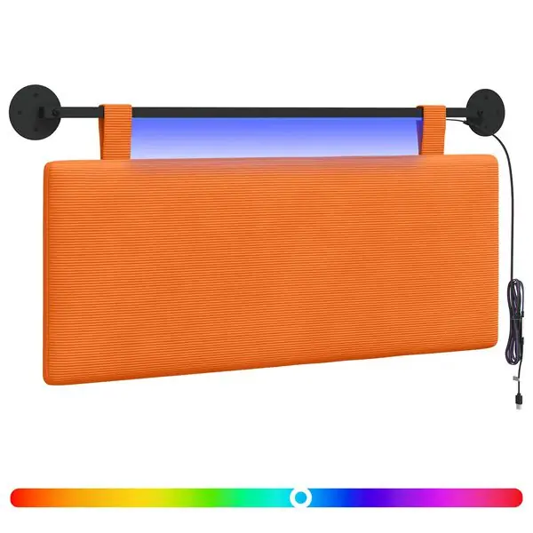 risnedsättning vidaXL Hängande sänggavel Med LED-lampa Orange Kordread tyg