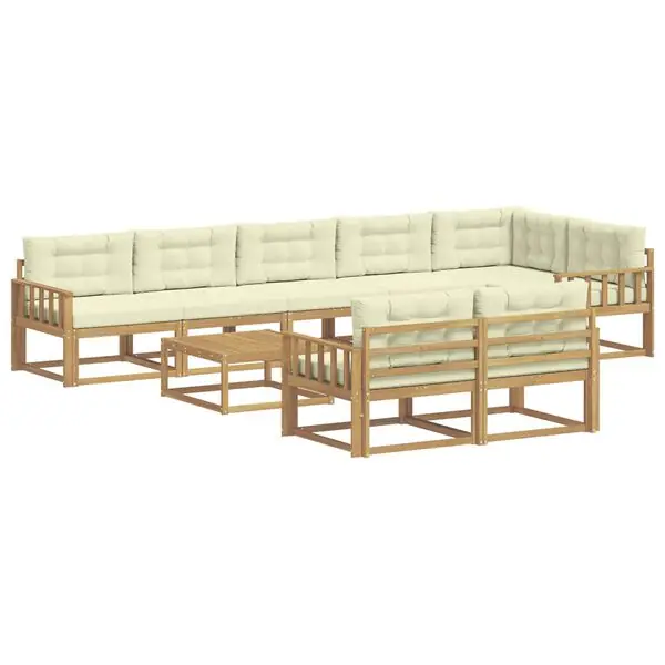 Lågt pris vidaXL Utomhussoffset 9 pcs Vit och grädde 79 x 79 x 37 cm Polyester