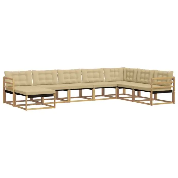 vidaXL Utomhussoffset med kudde 8 pcs Vit och Beige Fynd