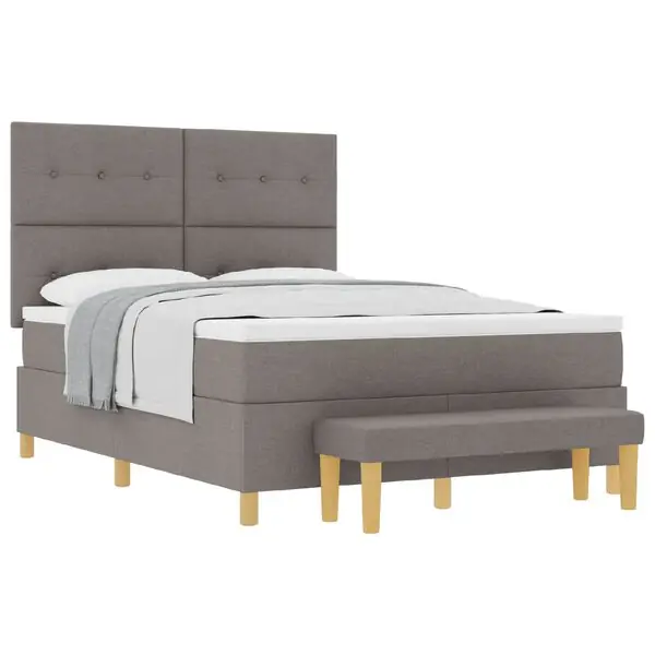 vidaXL Bäddfjäder med huvudgavel Taupe 200 x 160 cm tyg Kampanjpris
