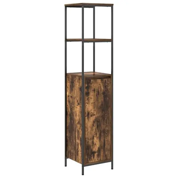 Fynd vidaXL Badrumsskåp med hyllor rökfärgad ek 36x35x165 cm