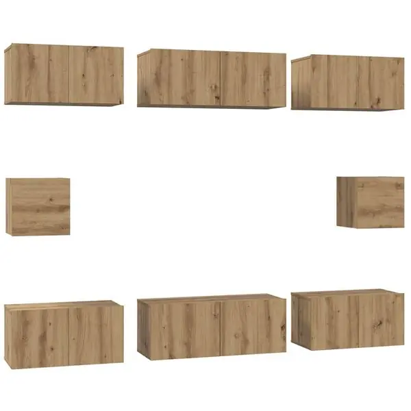 Kampanjpris vidaXL TV-bänkset Väggmonterad 8 pcs Artisan Ek Konstruerat trä
