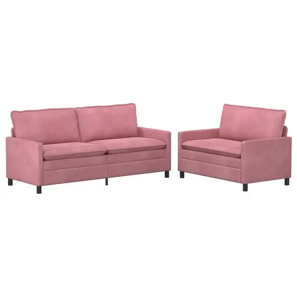 vidaXL Soffset 2 pcs Rosa Sammet risnedsättning
