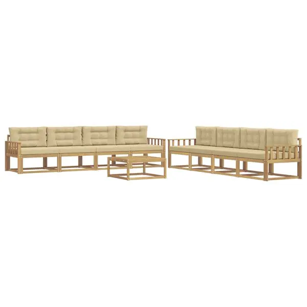 vidaXL Utomhussoffset 9 pcs Vit och Beige 79 x 79 x 37 cm Polyester Fynd