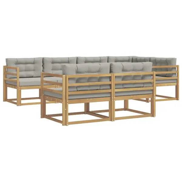 vidaXL Utomhussoffset med kudde 6 pcs Vit och ljusgrå Polyester Expressleverans