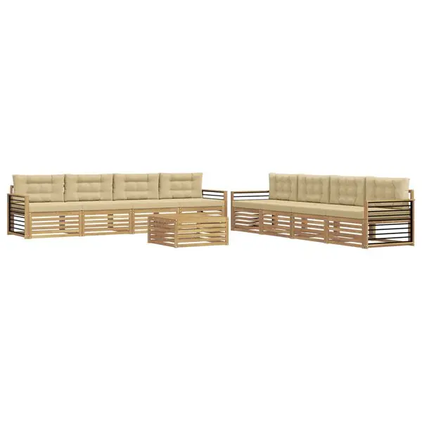 vidaXL Utomhussoffset med kudde 9 pcs Vit och Beige Polyester Kundfavorit