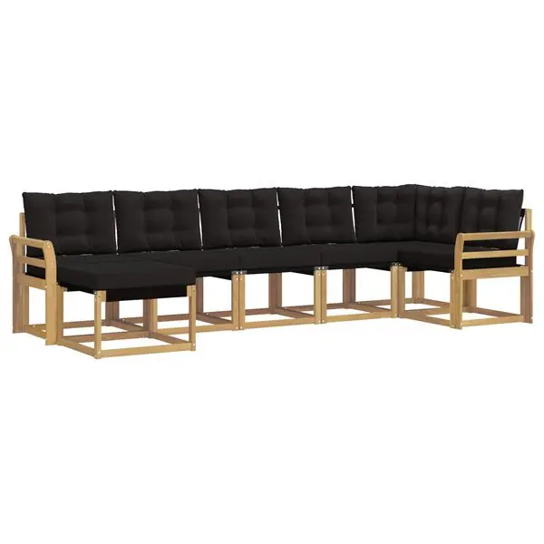 vidaXL Utomhussoffset med kudde 7 pcs Vit och svart Köp nu