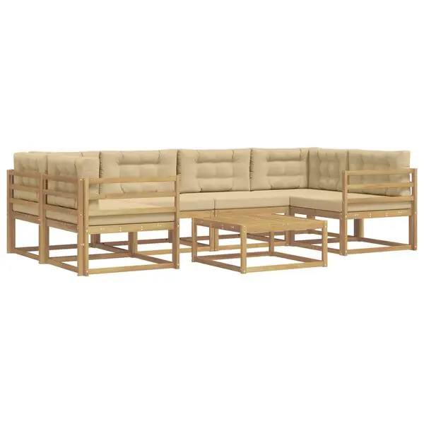 Endast idag vidaXL Utomhussoffset med kudde 5 pcs Vit och Beige
