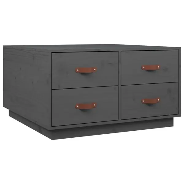 vidaXL Soffbord grå 80x80x45 cm massiv furu Premium